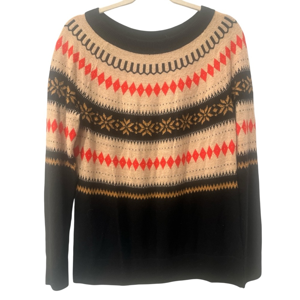 TALBOTS Fair Isle Nordic Sweater Wool Blend Holiday Christmas Size S